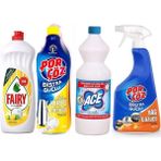 Ace 4' Lü Paket Bulaşık Deterjanı 1l+Çamaşır Suyu 1l+Porçöz Pas Çözücü 1l+Porçöz Yağ Çözücü 750 ml