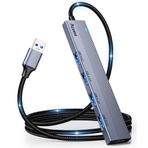 Aceele USB 3.0 Hub, 120 cm uzunluğunda naylon kablo, 4 portlu 5 Gbps alüminyum USB ayırıcı, dizüstü bilgisayar, masaüstü bilgisayar, MacBook, Flash sürücü, Xbox, PS5 ve daha fazlası için çoklu USB