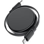 Acefast USB-C to USB-C Makaralı Kablo 60W Güç 0.8 Metre PPS 2.0 - Super Hızlı Şarj - Apple Uyumlu Type-C Şarj Data Kablosu - C13-03 (Acefast Türkiye Garantili) - Siyah