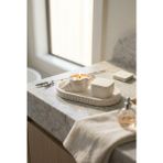 ACELEYOLLA Deniz Kabuğu Beton Mum Seti Kare Kapaklı Dekoratif Tepsi Spa Banyo Hediye Seti - Beyaz