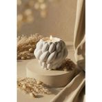 Aceleyolla Luxury Örgü Desenli Beton Mum Büyük Boy Dekoratif El Yapımı Beyaz 12 cm