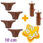 Acelya 6'Li Set 10 Cm Ceviz Mobilya Unite Cekyat Koltuk Kanepe Ayagi 9.5 X 14.5 Cm Ayarli M8 Destek Baza Ayak