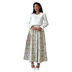 Açelya Çiçeği Kloş Poplin Etek (Gri, S-M)