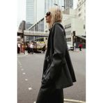Açelya Okcu Premium Kybele Oversize Kruvaze Dokuma Ceket - Antrasit - 40
