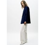 Açelya Okcu Premium Kybele Oversize Kruvaze Dokuma Ceket - Lacivert - 34