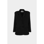 Açelya Okcu Premium Oversize Çift Düğme Blazer Kadın Süet Ceket - 40 - 42 - Siyah