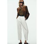 Açelya Okcu Premium Vento Orta Bel Kısa Paça Lycra Pantolon - Beyaz - 34
