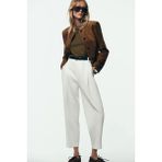 Açelya Okcu Premium Vento Orta Bel Kısa Paça Lycra Pantolon - Beyaz - 46