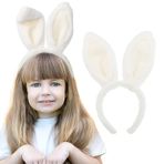 Acenail Tavşan Kulakları Beyaz Tavşan Kulakları Kürklü Tavşan Kulakları Saç Bantları Cosplay Aksesuarları Parti Kostümü Kadınlar ve Kızlar için Saç Aksesuarları (B-Beyaz)