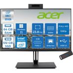 Acer Veriton 4000 VZ4714GT Intel Core I7 13700 64GB Ram 512GB SSD Windows 11 Pro UHD Graphics 23.8" Yükseklik Ayarı, Pivot, Vesa Desteği Fullhd All In One Bilgisayar DQR03EM00GP32 + Zetta Flash Bellek