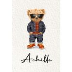 Achille: Cahier personnalisé avec prénom Achille | Cadeau d'anniversaire pour enfant, garçon, homme, copain ... | Nounours | 110 pages lignée, Petit Format 6x9 pouces (15,24 x 22,86 cm)
