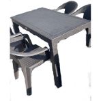 Acı Kahve 70X120 Masa 4 Adet Rattan Plastık Koltuk Bahce Balkon Mutfak Sandalye Takımı