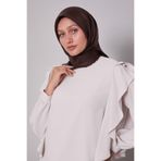 Acı Kahve Çizgili Twill İpek Eşarp