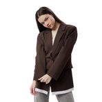 Acı Kahve Oversize Uzun Blazer Ceket Acı Kahve M