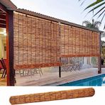 Açık Bambu Tonları Su Geçirmez Perdeler %70 Güneş Koruması Termal Karartma Stor Perde Veranda Pergola İç ve Dış Mekan için 150 x 330 cm