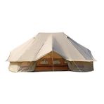 Açık Çan Çadırı 4 Mevsim Lüks Büyük Yurt Çadırları 6 Metre 3 Kapı Su Geçirmez Taşınabilir Glamping Çan Çadırı 8-12 Kişi Aile Kamp Yürüyüşü için Kancalı Pamuk Kanvas Çadır (tek renkli tuval)