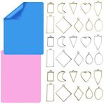 Açık Çerçeve Kolye Ucu Nazarlık Silikon Levhalar ile Reçine Kalıplar, SourceTon Çeşitli Geometrik İçi Boş Çerçeve Kolye Boşlukları ve Silikon Servis Altlığı (Pembe ve Mavi) Kendin Yap Reçine El Sanatları için