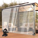 Açık dış mekan perdeleri 0,35 mm kalınlığında su geçirmez muşamba perdeler, pergola veranda sundurma için grometli özelleştirilebilir boyut 6x3m şeffaf yan paneller gizlilik ve koruma için