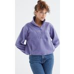 Açık Eflatun Yarım Fermuar Etek Ucu Büzgülü Kadın Polar Oversize Sweatshirt - 97171