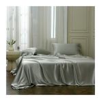 Açık Gri İpek Saten Nevresim Takımı, King Boy 250x250cm + 2 Yastık Kılıfı 48x74cm, Yumuşak ve Pürüzsüz, Üstün Konfor için Lüks Yatak Takımı, Ev Dekoru için Mükemmel