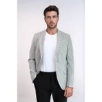 Açık Gri Kazayağı Desenli Gold Renk Metal Düğmeli Slim Fit Erkek Blazer Ceket - Wessi - 6 Drop - 48