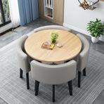 Açık gri ofis resepsiyon masası ve sandalye seti, küçük toplantı odaları için yerden tasarruf sağlayan sehpa, ev, oturma odası, balkon, kafe, mola odası veya ofis için ideal