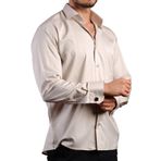 Açık Gri Rahat Kesim Micro Kumaş Kol Düğmeli Regular Fit Erkek Gömlek - 190-9