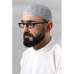 Acik Gri Safir Dantel Detayli Orme Namaz Takkesi