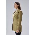Açık Haki Kruvaze Uzun Blazer Ceket Açık Haki XL