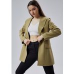 Açık Haki Kruvaze Uzun Blazer Ceket