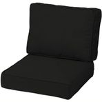 Açık Hava Yastığı Seti Derin Koltuk Veranda Minderleri Bağları ile Kapitone Bahçe Mobilyası Minderleri Tüm Mevsimler için 50x50 cm Siyah Rahat ve Şık