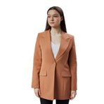 Açık Kahverengi Kruvaze Uzun Blazer Ceket Açık Kahverengi XL