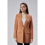 Açık Kahverengi Kruvaze Uzun Blazer Ceket - XL