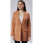 Açık Kahverengi Kruvaze Uzun Blazer Ceket
