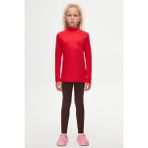 Açık Kırmızı Basic Kışlık Yarım Balıkçı Yaka Uzun Kollu Kız Çocuk Tişört - 12 Yaş