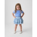 Açık Mavi Denim Ruffle Gap Kız Bebek Mini Etek Normal Kalıp ve Esnek Bel ile Şık Tasarım - 4 Yaş