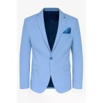 Açık Mavi Erkek İtalyan Kesim Tek Düğmeli Blazer Ceket – Günlük Ve Şık Kombinler İçin