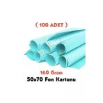 Açık Mavi Fon Kartonu 50X70 cm 100'LÜ Paket 160 gr Renkli Fon Kartonu