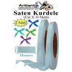 Açık Mavi Kurdele Saten 1 Cm 10 Metre 2 Adet Saten Kurdela Parlak Hediye Ve Süsleme Şeridi Süs Paketleme Çiçek Saç El