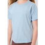 Açık Mavi Pamuklu O Yaka Oversize Fit Basic Kız Çocuk T-Shirt - 75182