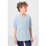 Açık Mavi Pamuklu Yumuşak Dokulu Oversize Baskılı Erkek Çocuk T-Shirt - 11301