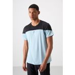 Açık Mavi Polyester Nefes Alan Dokulu İnce Esnek Standart Fit Erkek Performans T-Shirt - 88386