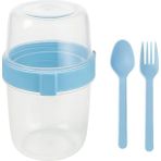 Açık Mavi Saklama Kabı – 2 Katlı Taşınabilir Yemek Kabı, Kaşık ve Çatal Dahil 18X10 cm - standart