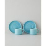 Açık Mavi Seramik Çay Fincanı Takımı - 4 Parça, 2 Kişilik, 184 ml - Seçenek 1