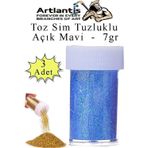 Açık Mavi Toz Sim Tuzluklu 7 gr 3 Adet Renkli Toz Sim Epoksi Reçine Okul Etkinlik Dekarasyon Slime