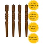 Açık Meşe 41 cm Torna Ahşap Sehpa ve Yan Sehpa ve Mobilya Ayağı – 4 Adet Ahşap Ayak (Bağlantı Aparatları ve Vidalar Dahil – Tv Ünitesi, Sehpa, Konsol )