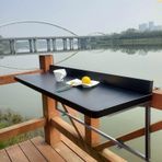 Açık Metal Balkon Masası Balkon Güverte Masası,Korkuluklar için Balkon Bar Masası,Kaldırma Katlanır Yemek Masası,Duvara Monte Açık Yan Masalar,Açık Katlanır Duvar Masası Asılı Ayarlanabilir Güverte
