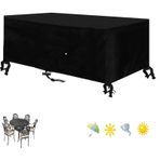Açık mobilya örtüsü 350x170x85cm su geçirmez büyük küp bahçe masa örtüsü tokaları ipli Anti UV yırtılmaya dayanıklı kare/dikdörtgen tasarım