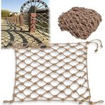 Açık Oyun Alanları ve Bahçeleri için Kenevir Halat Ağı - Restoranlar, Barlar ve Etkinlikler için Dekoratif Güvenlik Bariyeri - Dokuma Koruyucu Ağ (16x16FT/5x5M)