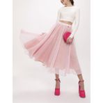 Açık Pembe Beli Lastikli Organze Etek 81205 - 01P-Pembe